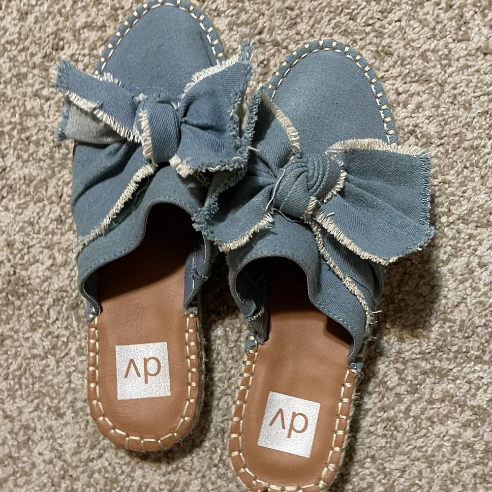 Dolce Vita Denim Bow Mule Espadrille Slides
